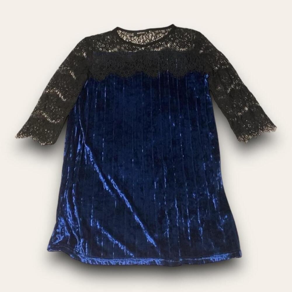 Velvet Lace Tunic Top Midnight Blue Whimsygoth Witch Size XL